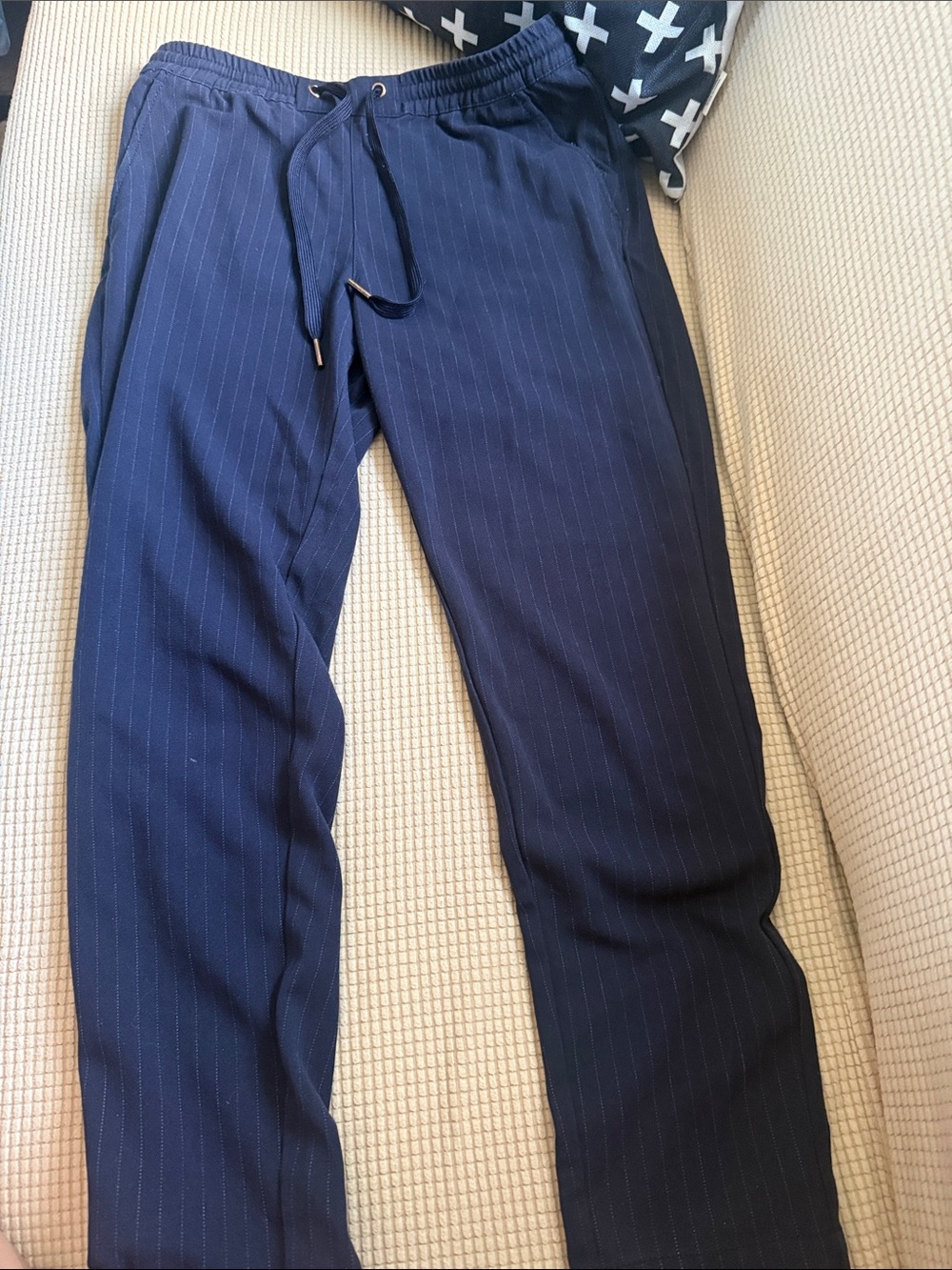 Women’s Navy Pinstripe Drawstring Pants